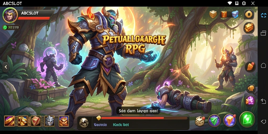 Screenshot menunjukkan aksion seru dalam permainan RPG ABCSLOT.