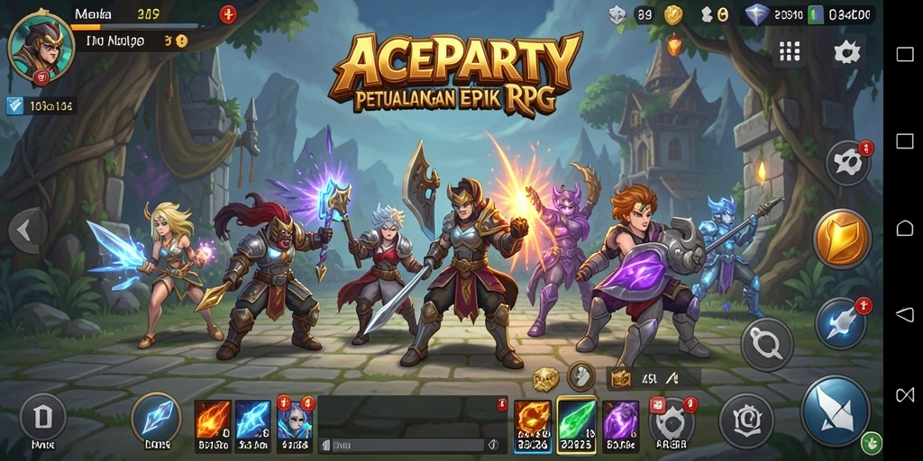 Screenshot menunjukkan aksi seru dalam pertempuran RPG yang dinamis.