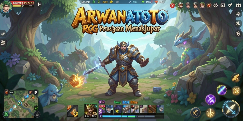 Screenshot gameplay ARWANATOTO menampilkan pertempuran seru dan karakter yang beragam.