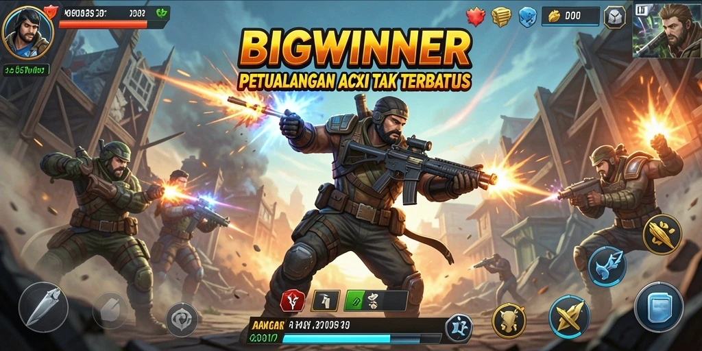 Tangkapan layar BIGWINNER menunjukkan momen aksi mendebarkan dalam permainan.