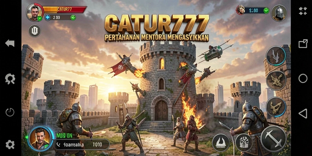 Tampilan gameplay seru dari game Tower Defense CATUR777.