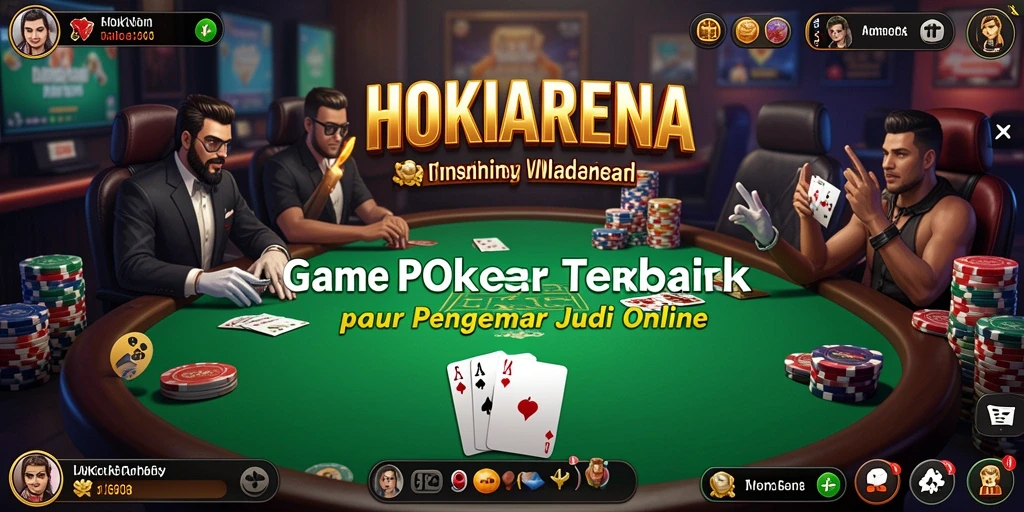 Tampilan HOKIARENA dengan gameplay Poker yang seru.