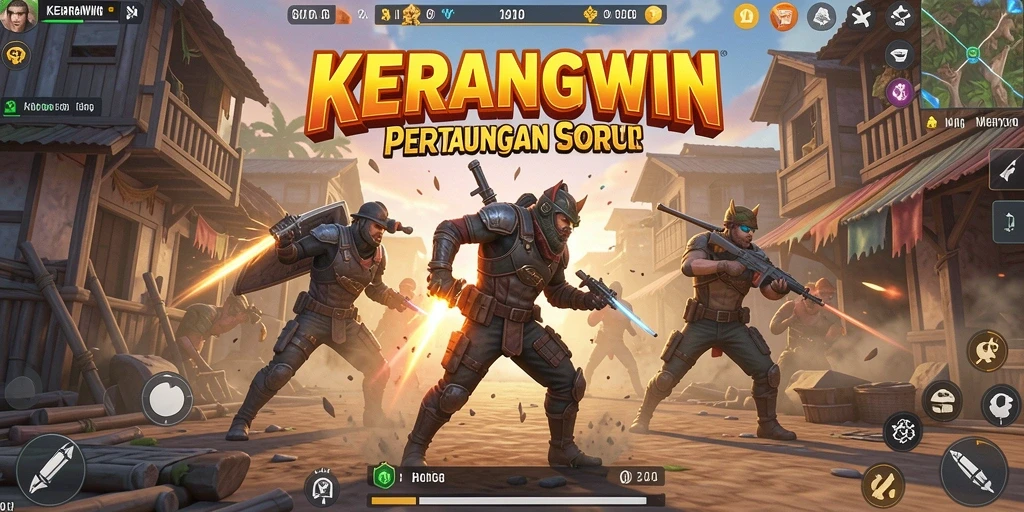 Screenshot gameplay KERANGWIN yang menampilkan aksi pertarungan Battle Royale.