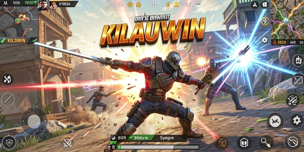 Screenshot utama KILAUWIN menampilkan aksi seru Battle Royale.