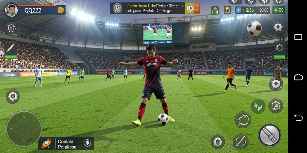 Tampilan gameplay QQ222 yang menegangkan dan menarik di lapangan sepak bola.