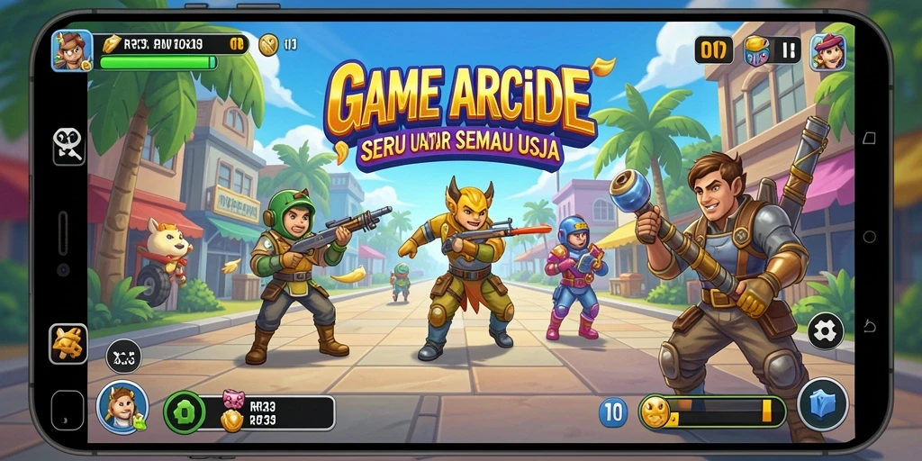 Screenshot gameplay RR33 yang menunjukkan aksi seru dalam permainan Arcade.