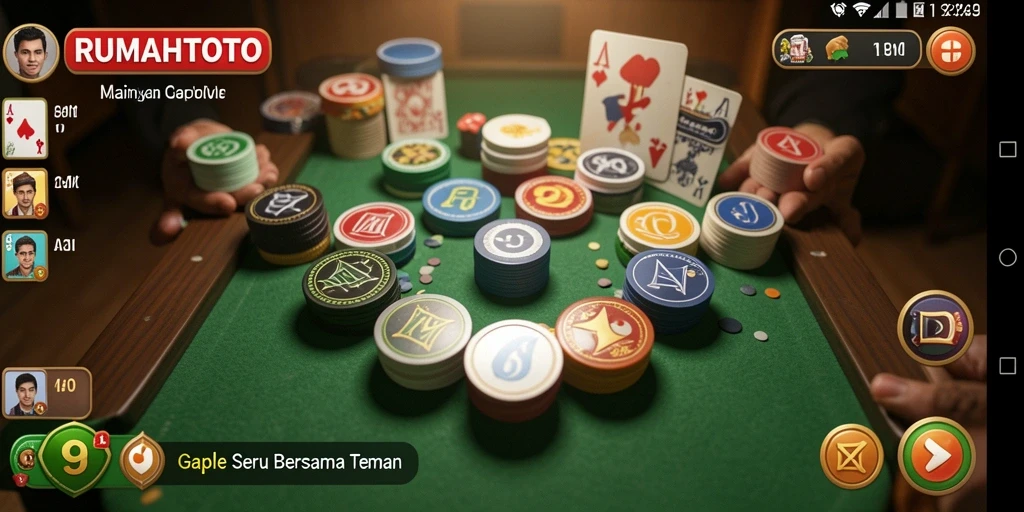 Screenshot gameplay RUMAHTOTO menampilkan keseruan bermain Gaple.