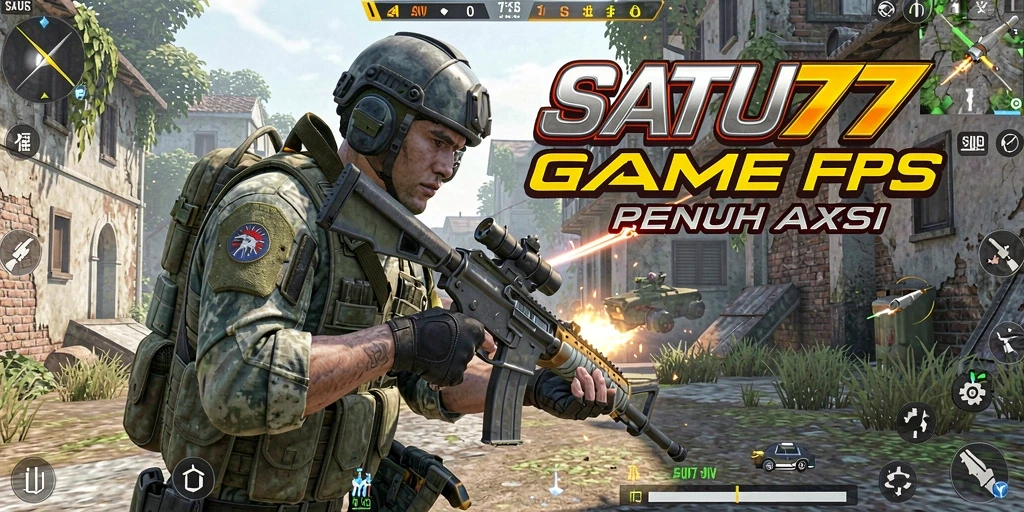 Tangkapan layar utama SATU77 menampilkan aksi cepat dalam gameplay FPS.