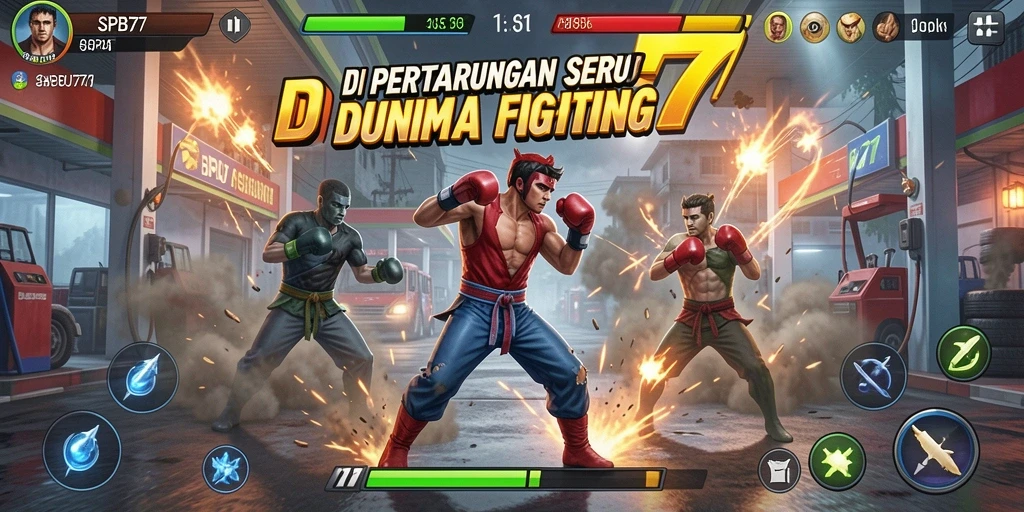 Tampilan aksi menegangkan dalam game Fighting SPBU77.