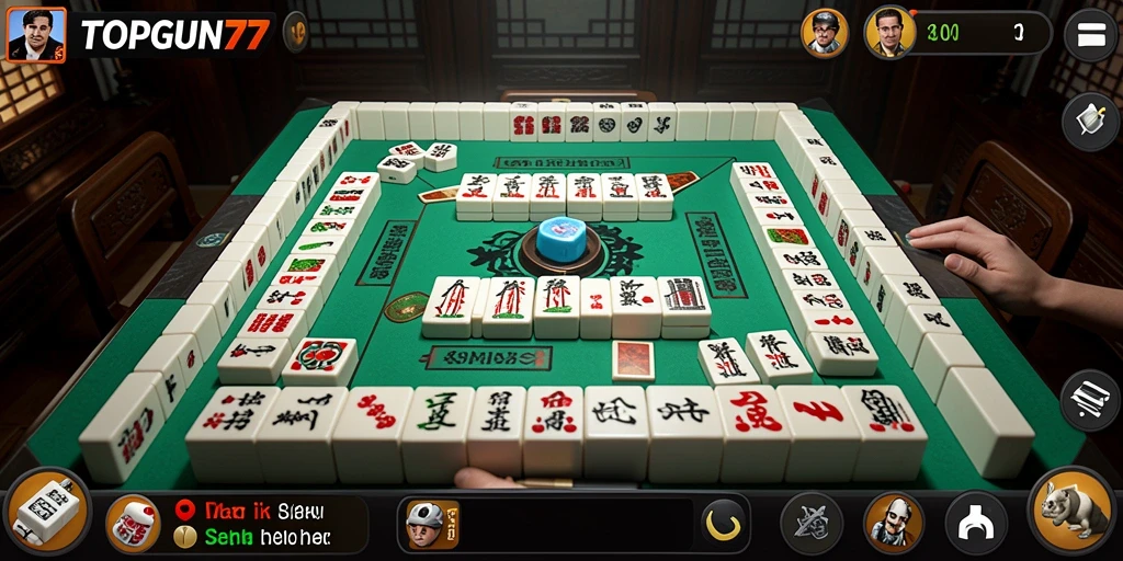 Tampilan menarik dari gameplay Mahjong di TOPGUN77.